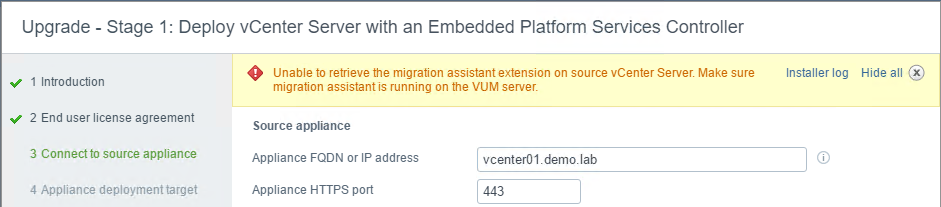 migration assistant UI