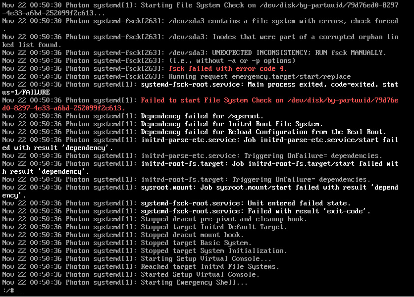 journalctl file system check